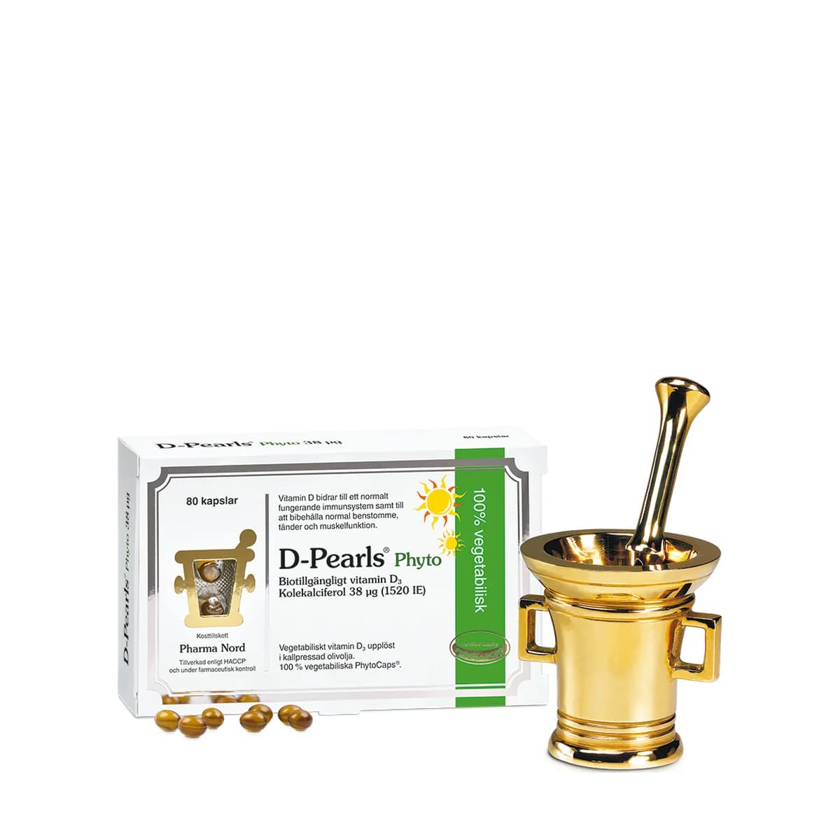 Förpackning: Pharma Nord D-Pearls Green 38 µg, 80 kapslar