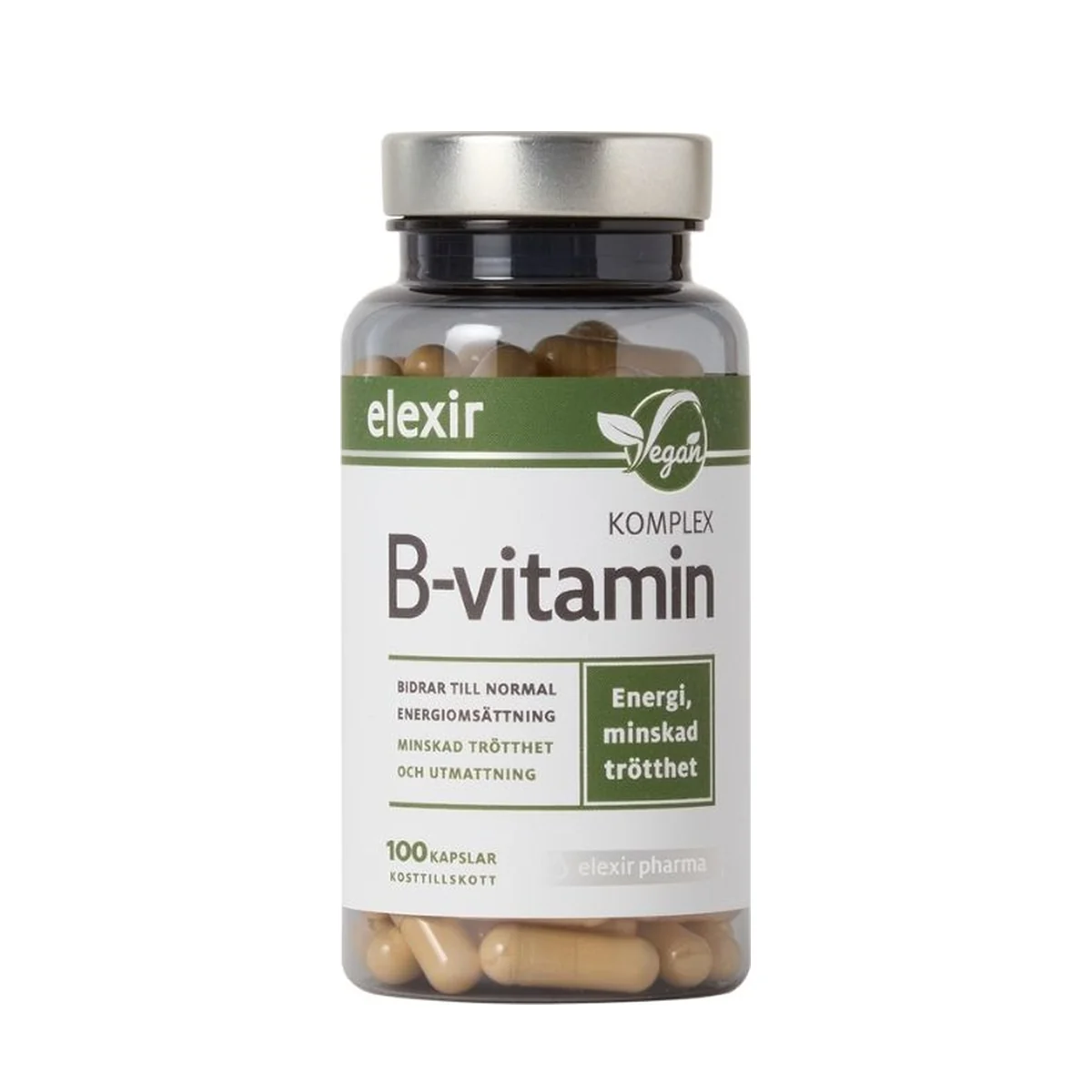 Förpackning: Elexir Pharma B-vitamin komplex, 100 kapslar