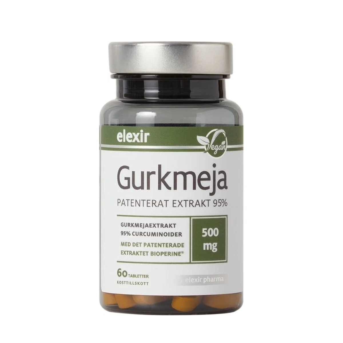 Förpackning: Elexir Pharma Gurkmeja, 60 tabletter